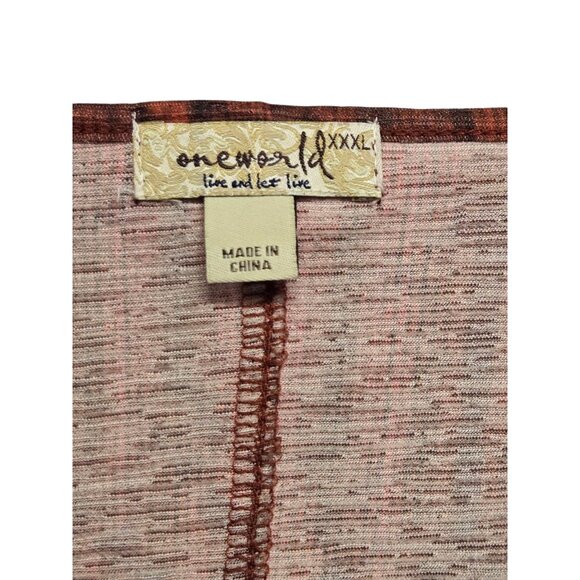 One World  Womens Plus 3X Multicolor Ombre Tunic Top V Neck Crochet Trim Boho - Picture 7 of 9